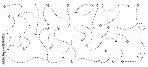 clean dot style hand drawn doodle arrows set, Vector illustration.