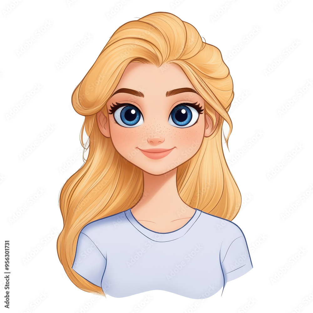 Create a charming cartoon princess with big expressive eyes, showcasing a colorful and whimsical style. Perfect for kids stories Create a charming cartoon princess with big expressive eyes, showcasing a colorful and whimsical style. Perfect for kids stories