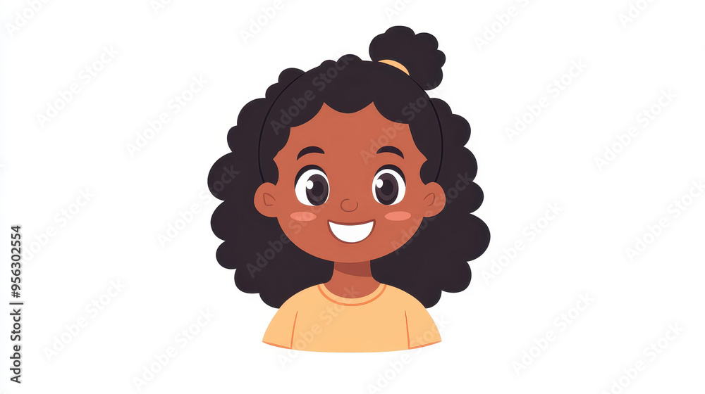 A cute logo featuring a joyful young girl with big eyes and a sweet smile, designed in a badge style. A cute logo featuring a joyful young girl with big eyes and a sweet smile, designed in a badge style.