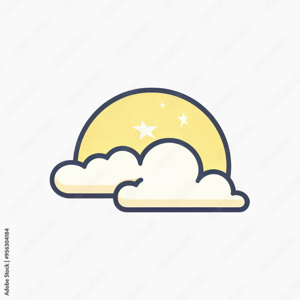 Minimalist sun cloud stars icon Minimalist sun cloud stars icon