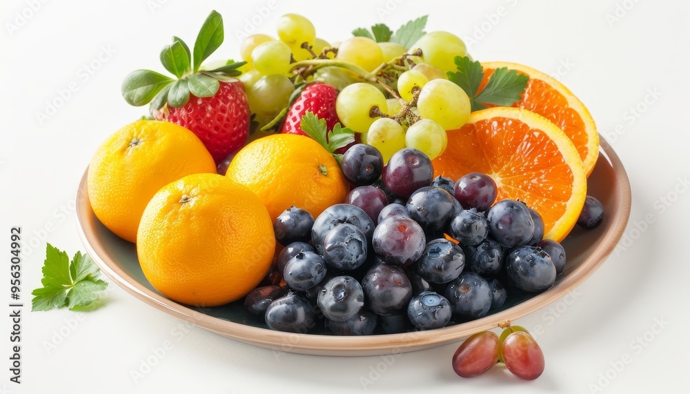 Fresh Fruit Salad with Oranges, Grapes, Strawberries, and Blueberries Fresh Fruit Salad with Oranges, Grapes, Strawberries, and Blueberries