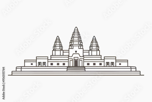 Iconic ancient temple outline drawing