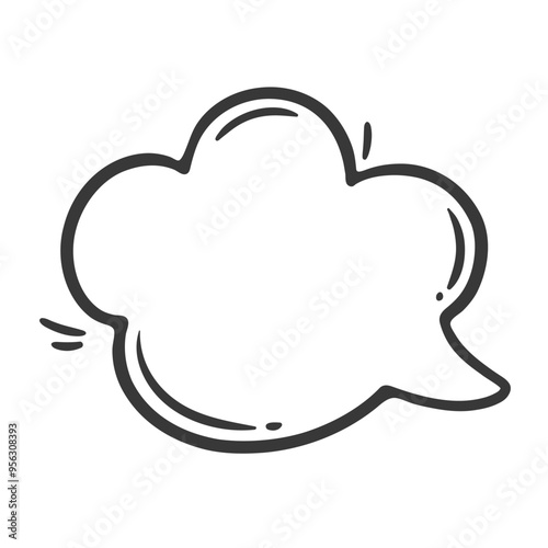 Cloud of thoughts line icon. Hand drawn retro empty balloon of mental speech, doodle thinking bubble with tail. Think, communication mascot, outline icon in comic book style vector illustration