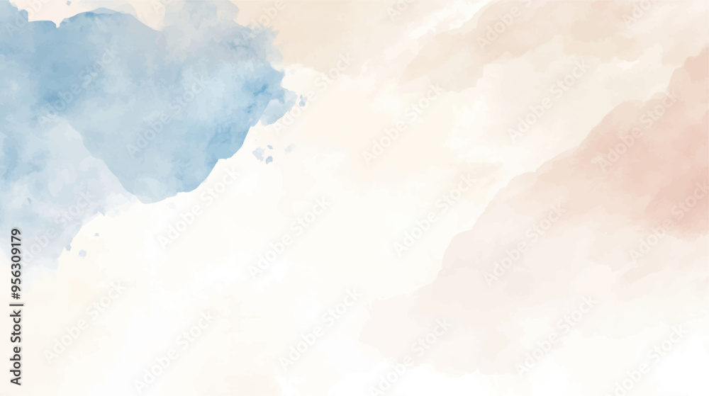 Fototapeta premium watercolor background with abstract brushed texture in horizontal orientation. Hand drawn vector texture. Brush stroked painting pastel color watercolour