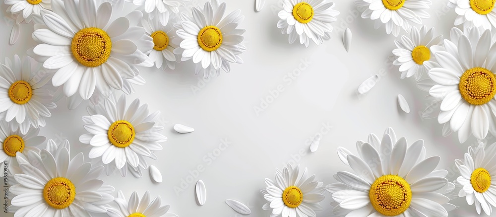 Chamomile flowers background with white daisies in a copy space image Chamomile flowers background with white daisies in a copy space image