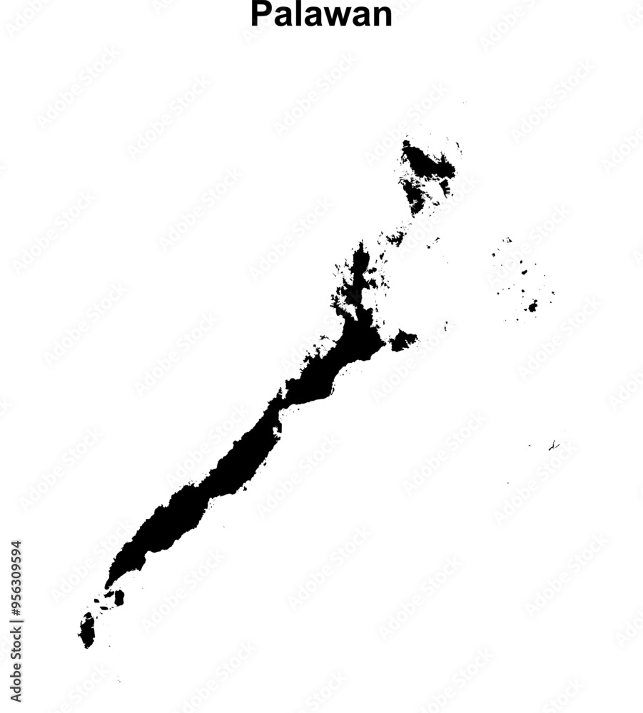 Palawan province blank outline map Palawan province blank outline map
