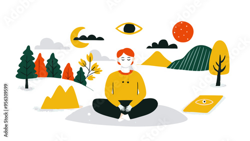 Serene Mindfulness: A Person Meditating in a Tranquil Landscape