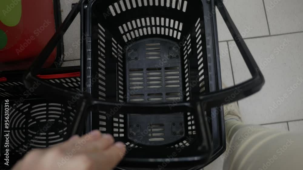 Shopping Cart. Empty plastic shopping baskets Shopping Cart. Empty plastic shopping baskets