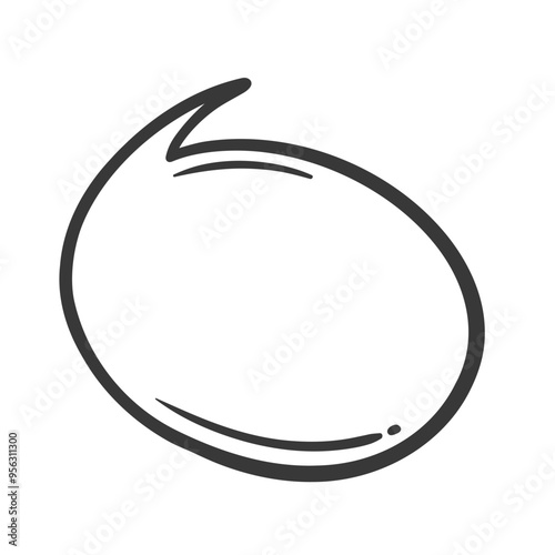 Oval speech balloon of message line icon. Hand drawn retro speech bubble, doodle SMS frame design. Chat, conversation mascot, outline communication box icon in comic book style vector illustration