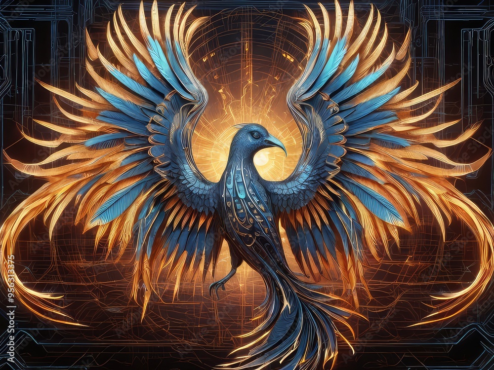iery and ethereal creature with glowing eyes and fearsome expression, engulfed in blue flames blending with dark background. iery and ethereal creature with glowing eyes and fearsome expression, engulfed in blue flames blending with dark background.