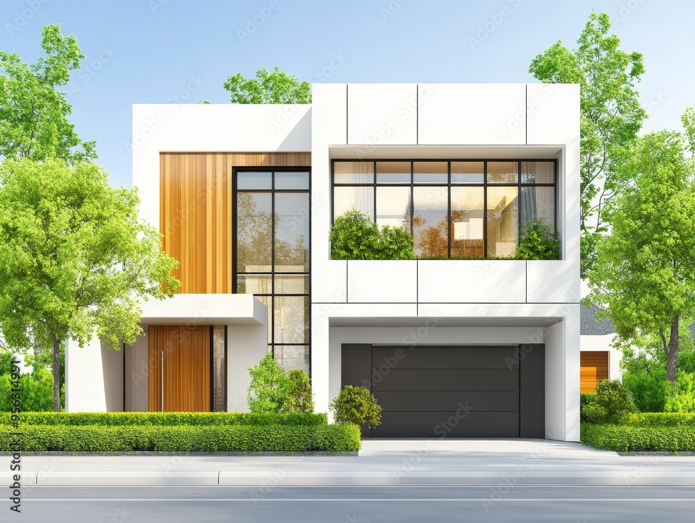 The exterior of this modern ranch style minimalist cubic house consists of cladding and white walls with wooden cladding. This is a generative AI designed system. The exterior of this modern ranch style minimalist cubic house consists of cladding and white walls with wooden cladding. This is a generative AI designed system.