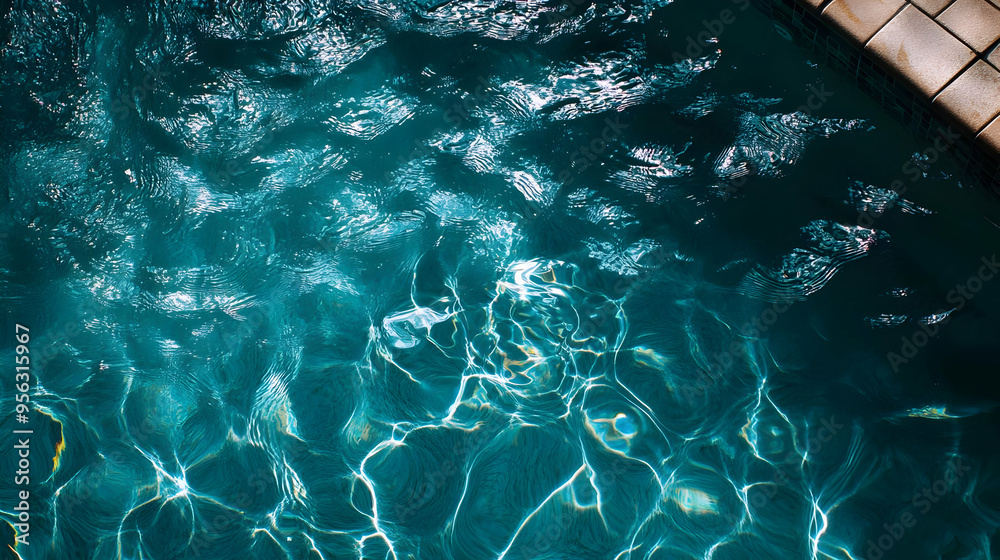 Teal Pool Water Texture with Ripples and Sun Reflections Teal Pool Water Texture with Ripples and Sun Reflections