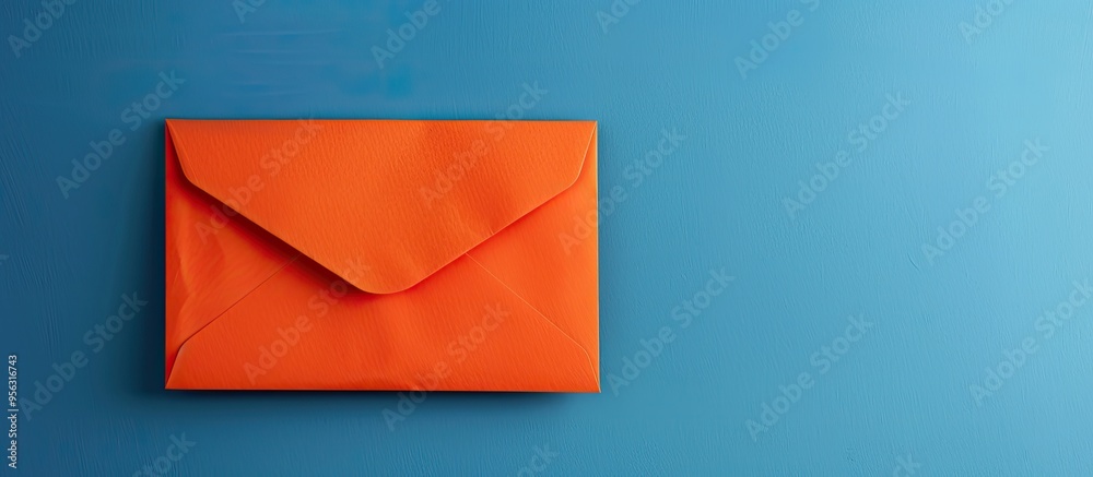 Message inviting membership on orange paper against blue background featuring a symbolic membership concept with plenty of copy space image Message inviting membership on orange paper against blue background featuring a symbolic membership concept with plenty of copy space image