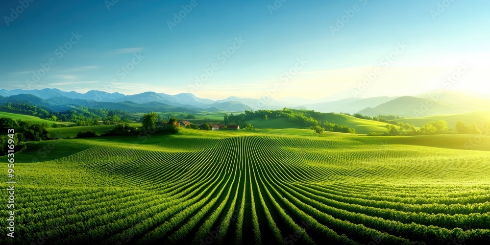 A serene landscape featuring rolling green hills and vibrant fields under a clear blue sky, perfect for nature lovers. A serene landscape featuring rolling green hills and vibrant fields under a clear blue sky, perfect for nature lovers.