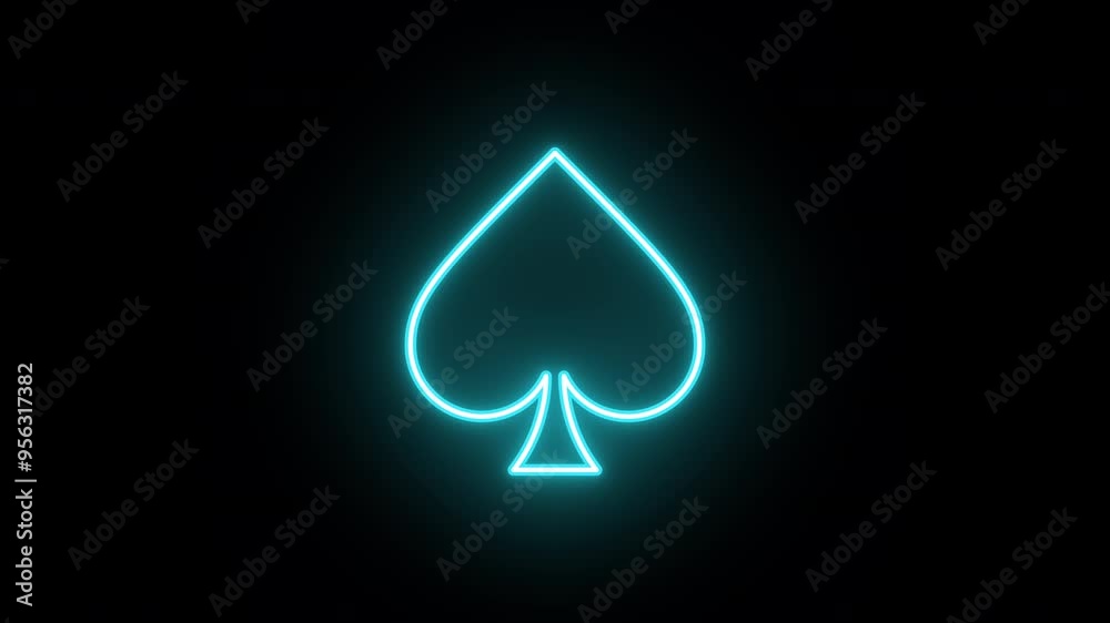 Neon poker spade animation, color flicker. Glowing neon spade ace icon, looped color blink animation. Casino playroom, poker club, spades suit, gambling card game, Vegas. 3 colors Neon poker spade animation, color flicker. Glowing neon spade ace icon, looped color blink animation. Casino playroom, poker club, spades suit, gambling card game, Vegas. 3 colors