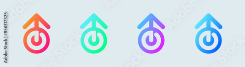 Level up solid icon in gradient colors. Growth signs vector illustration.