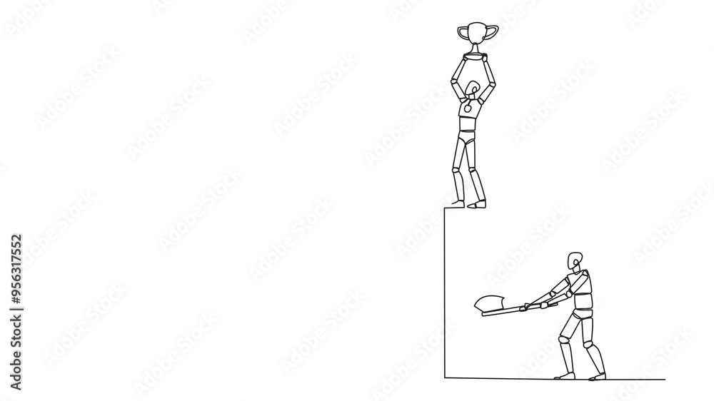 Self drawing animation of single continuous line drawing smart robot ...