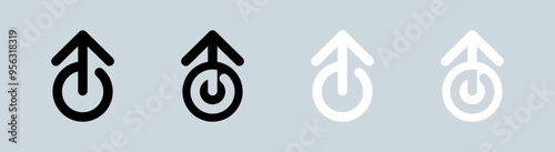 Level up icon set in black and white. Growth signs vector illustration.