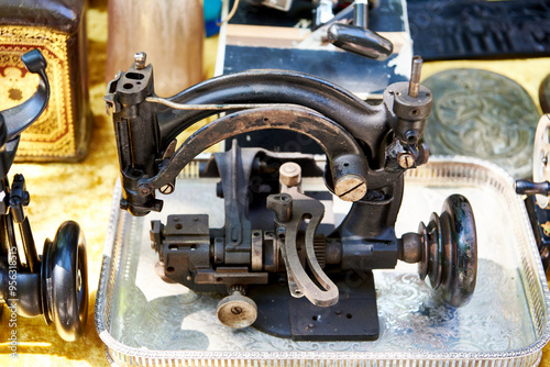 Antique sewing machine at flea market