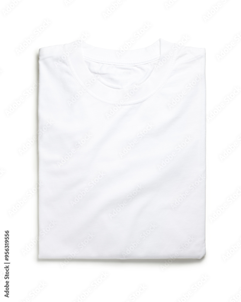 White folded t-shirt isolated on white background. Top view White folded t-shirt isolated on white background. Top view