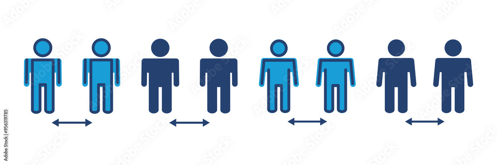 Social distance icon vector. social distancing icon. self quarantine sign Social distance icon vector. social distancing icon. self quarantine sign