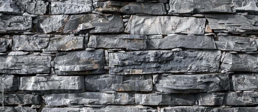Naklejka premium Beautiful grey stone wall background with a symbolic adaptable workplace concept featuring a copy space image