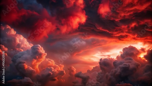 Dramatic red clouds in the sky
