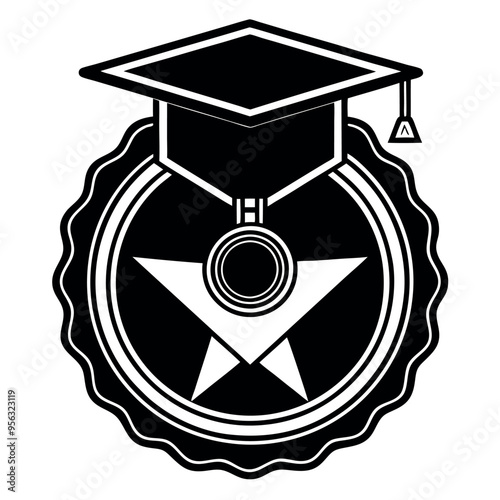      Graduate's medal logo icon vector illustration.

