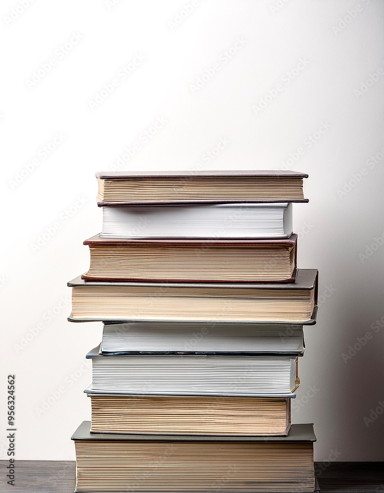 stack of books against the white background with a space for text. stack of books against the white background with a space for text.