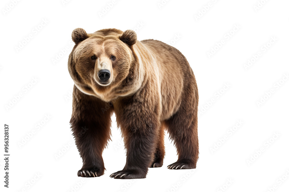 Fototapeta premium Grizzly bear standing in majestic pose isolated on transparent background for wildlife design and nature-themed projects