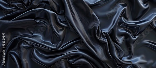 Textured black fabric with ripples and wrinkles perfect for a copy space image