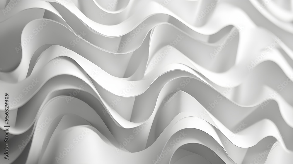 Obraz premium 20. Fluid, undulating paper shapes arranged in a rhythmic, flowing 3D pattern