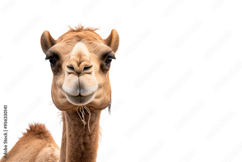 Obraz premium Camel PNG on transparent background for desert wildlife, travel, and nature design projects. Perfect for adding exotic wildlife elements to outdoor, safari, and adventure-themed visuals.