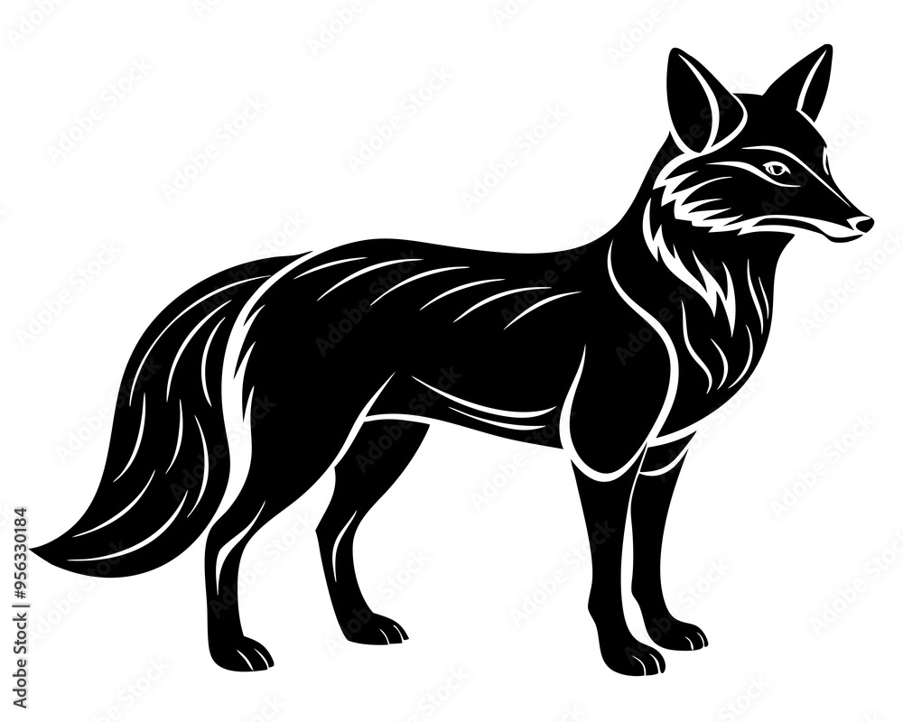 Fox Silhouette Vector Animal Illustration on White Background. Fox Silhouette Vector Animal Illustration on White Background.