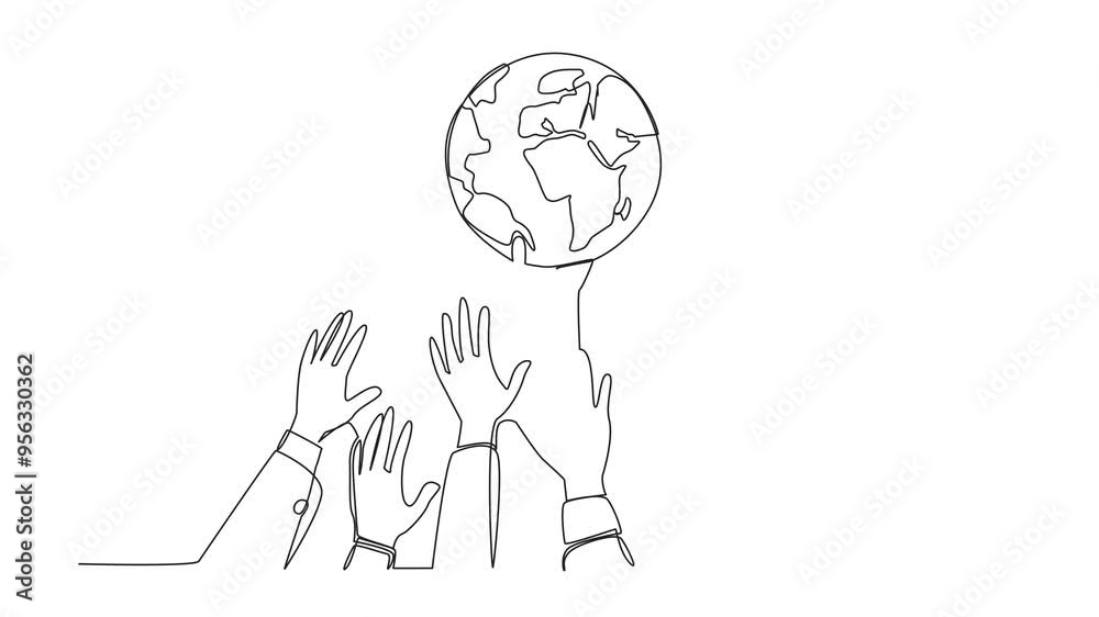 Animated self drawing of single continuous line drawing hands fighting for the globe. Greedy hands who want to rule the world. A seizing has a negative impact on business. Full length animation Animated self drawing of single continuous line drawing hands fighting for the globe. Greedy hands who want to rule the world. A seizing has a negative impact on business. Full length animation
