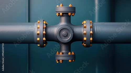 A detailed image of a steam release valve on a highpressure pipe photo