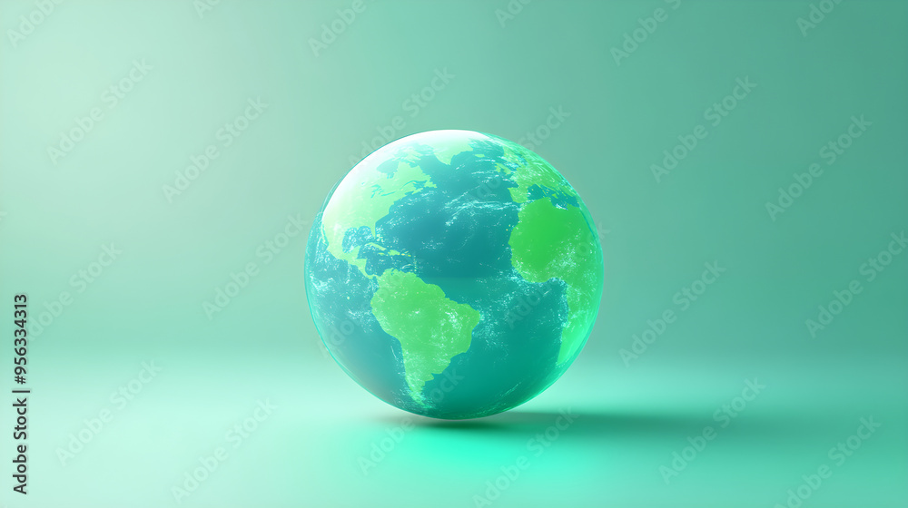 world ozone day.Abstract Globe on a Mint Green Background. AI generative. world ozone day.Abstract Globe on a Mint Green Background. AI generative.