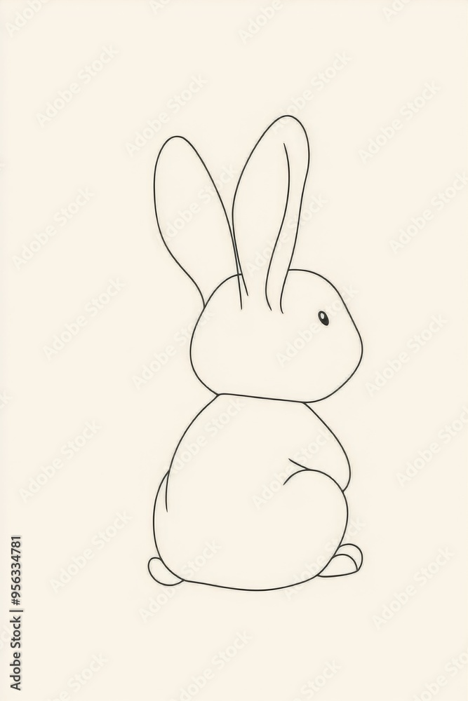 Minimalistic line art illustration of a continuous one line drawing of a cute Easter Bunny silhouette perfect for spring themed greeting cards and web banners Minimalistic line art illustration of a continuous one line drawing of a cute Easter Bunny silhouette perfect for spring themed greeting cards and web banners