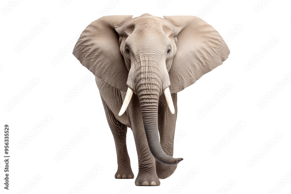 Fototapeta premium Elephant PNG on transparent background perfect for wildlife projects, nature designs, and educational materials featuring majestic animals.