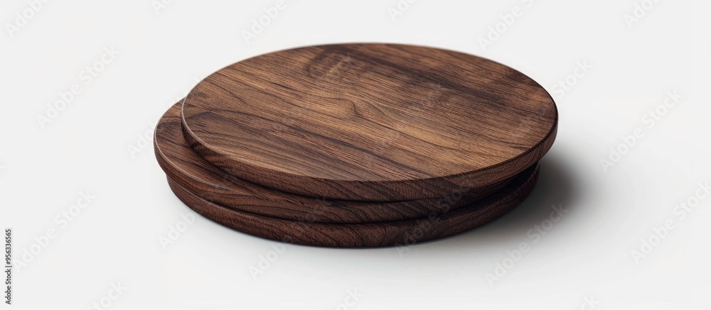 Wooden coasters featuring a simple white backdrop for a copy space image Wooden coasters featuring a simple white backdrop for a copy space image