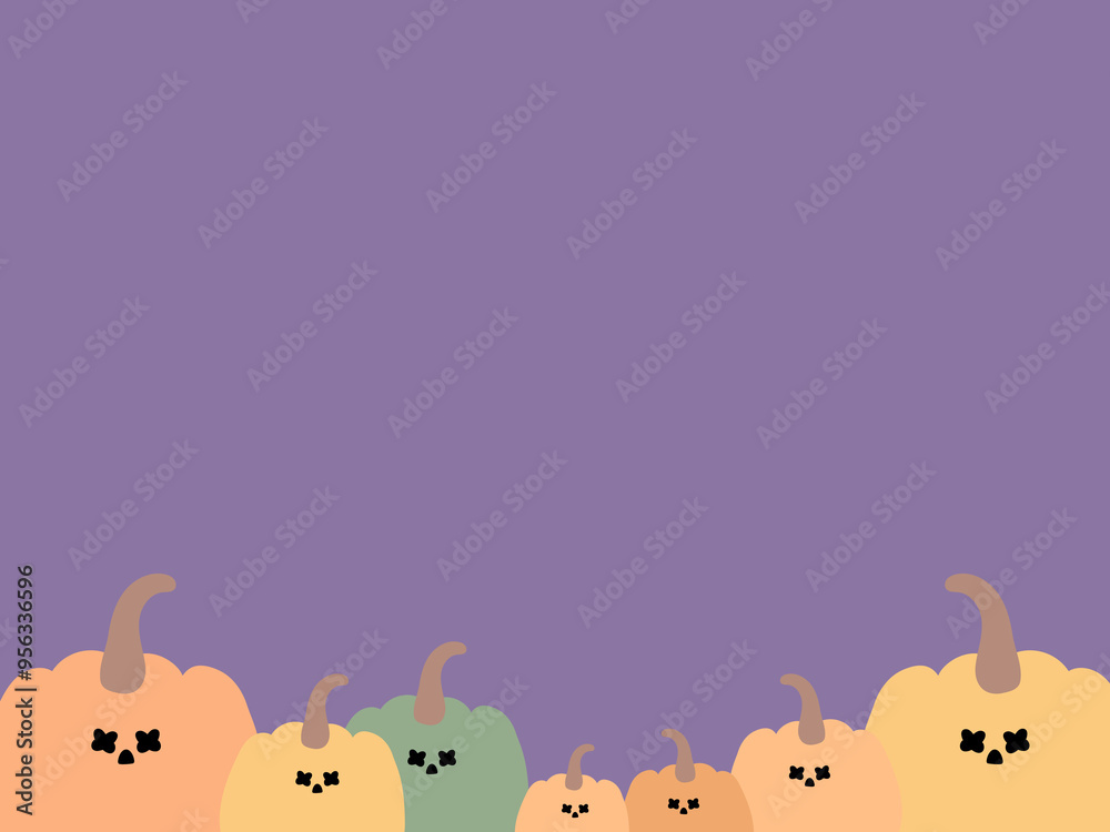 Naklejka premium 4:3 ハロウィンのおばけかぼちゃフレーム⭐︎