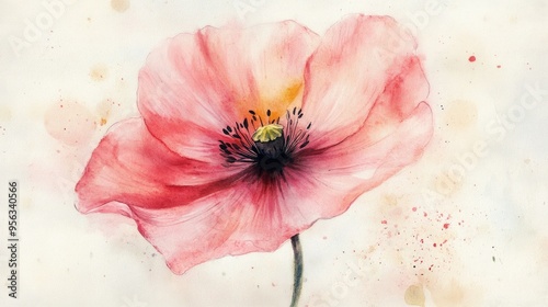 Watercolor painting of a pink flower photo