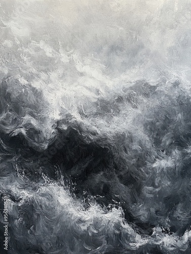 Oil painting depicting a textured gray wool surface showcasing intricate details and depth