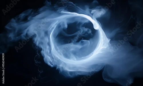 Abstract smoke swirl background with a glowing time portal effect, blending vapor trails and dark, mystical elements. photo