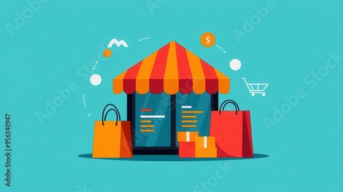A strategic retail plan laid out with diagrams and charts, flat design, vector art, clean and simple