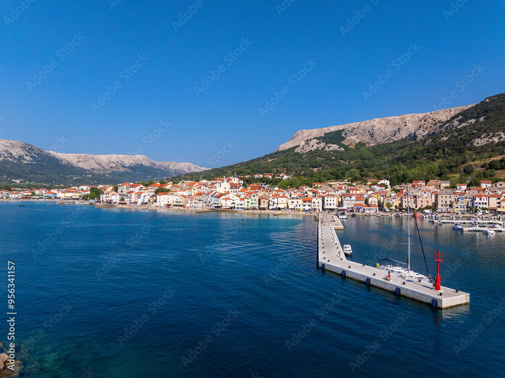 Aerial view of Baska town on Krk Island, Croatia Aerial view of Baska town on Krk Island, Croatia