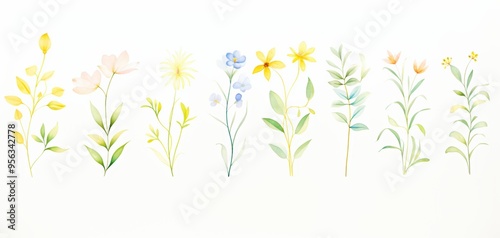 A peaceful watercolor illustration of delicate flowers, perfect for spring-themed designs and nature-inspired backgrounds.