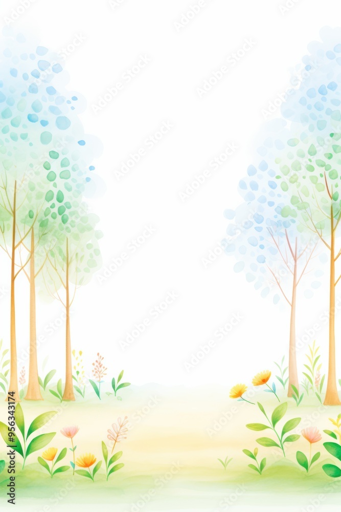 A serene illustration of a tranquil forest scene with vibrant trees and soft greenery, perfect for a peaceful backdrop. A serene illustration of a tranquil forest scene with vibrant trees and soft greenery, perfect for a peaceful backdrop.