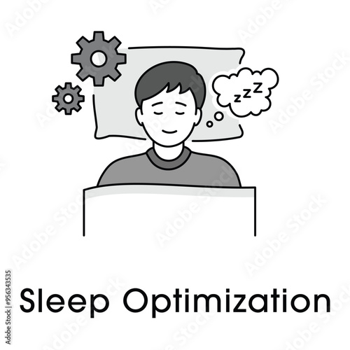 Sleep Optimization Icon Design. Representing Sleep Health, Circadian Rhythm, Restful Sleep.