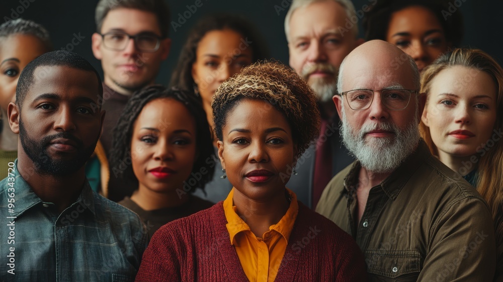 Obraz premium Diverse group united of workers standing together, harmony and strength, Labor Day unity concept.